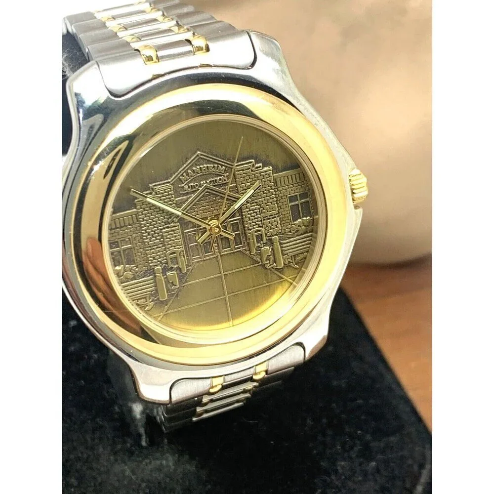 Manheim Auto Auction Men's Watch Quartz Gold Dial Two Tone Stainless Steel 40mm